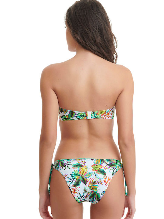 Erka Mare Padded Underwire Bikini Set Strapless Top & Slip Bottom with Laces 2320111 Floral