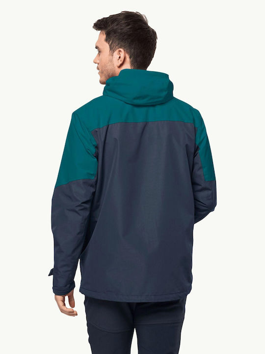 Jack Wolfskin 3 σε 1 Ανδρικό Χειμωνιάτικο Μπουφάν Μπλε