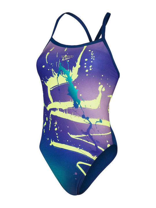 Athletic One-Piece Swimsuit Blue/Lilac