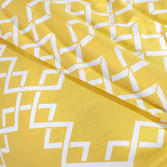 Cannon Set Husă de Pilotă Bumbac Single cu Față de Pernă 170x250 Fresh Labyrinth Yellow