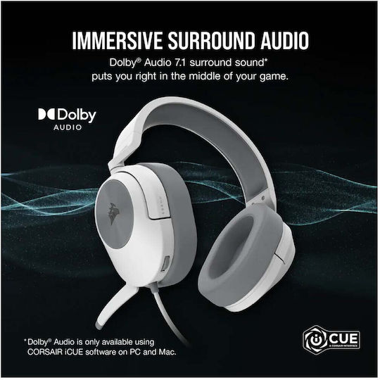 Corsair HS55 Surround Over Ear Gaming Headset with Connection 3.5mm White
