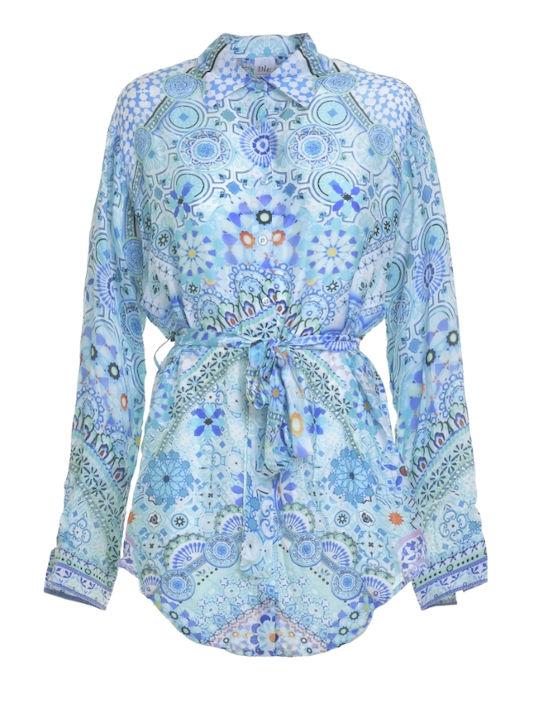 Ble Resort Collection Γυναικείο Καφτάνι Παραλίας Τιρκουάζ