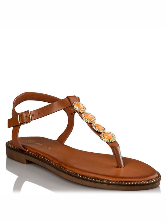 Envie Shoes Women's Sandals with Ankle Strap with Stones Brown