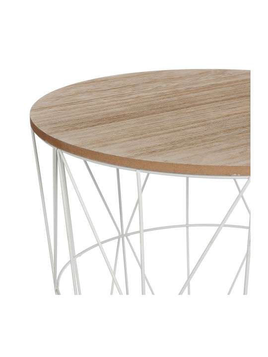 Кръгла Странична Маса Метална Бяла Ш41xД41xВ40см