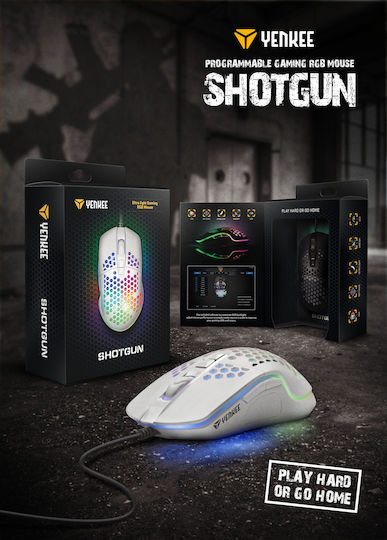 Yenkee Shotgun YMS 3030 RGB Gaming Ποντίκι 6400 DPI Λευκό