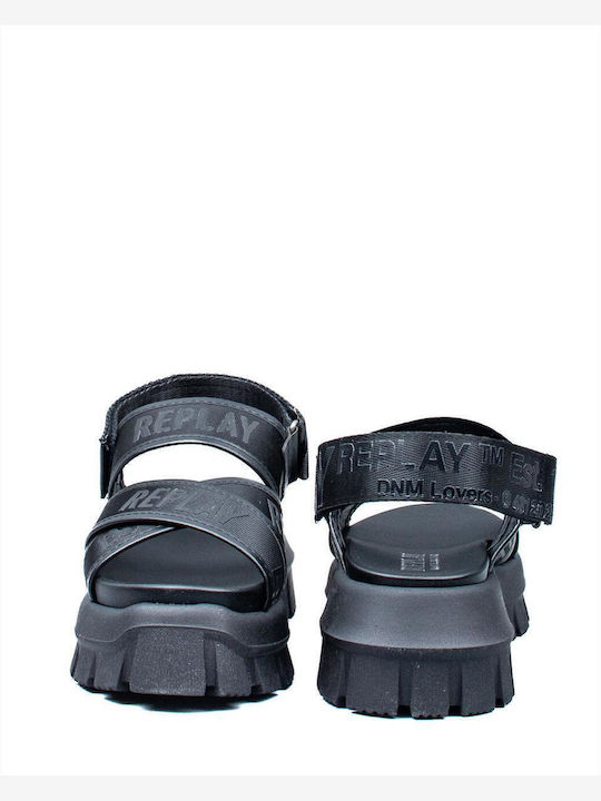Plomb Write Women's Flat Sandals Black