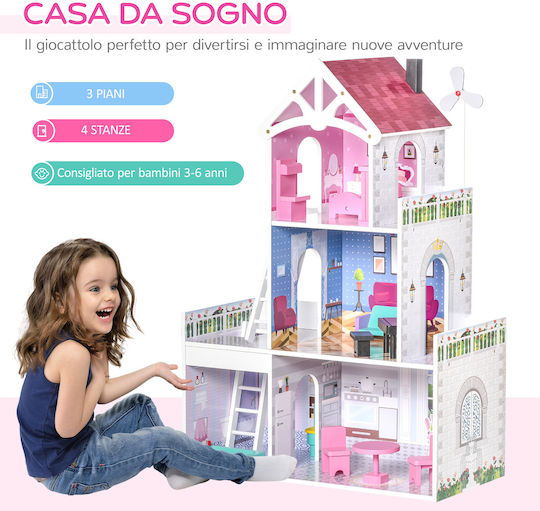 HomCom Wooden Dollhouse