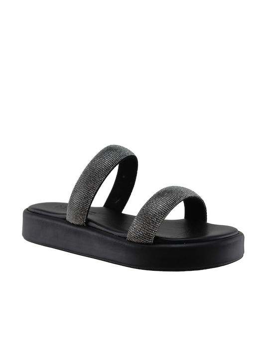 Milanos Damen Flatforms Sandalen 1037 Schwarz