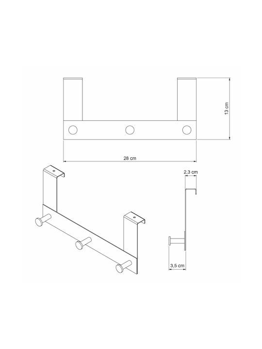 Grekon Inox Door Hook with 3 Positions Red 28x13cm