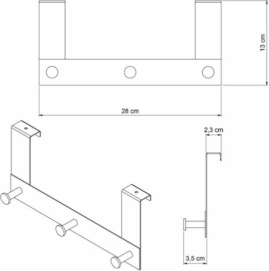 Grekon Κρεμάστρα Πόρτας 303 3 Θέσεων 28x13x13εκ.