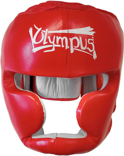 Olympus Sport Adult Full Face Boxing Headgear Leather Red