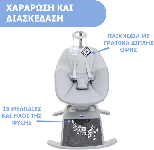 Chicco Electric Relax pentru Bebeluși Comfy Wave cu Muzică Gri pentru Copil până la 9kg