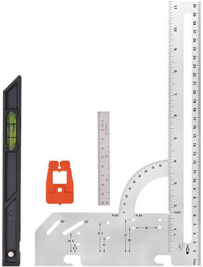 Harden Harden Winkelmesser Für Zimmerleute Stahl Länge 30cm mit Winkelmesser und Wasserwaage