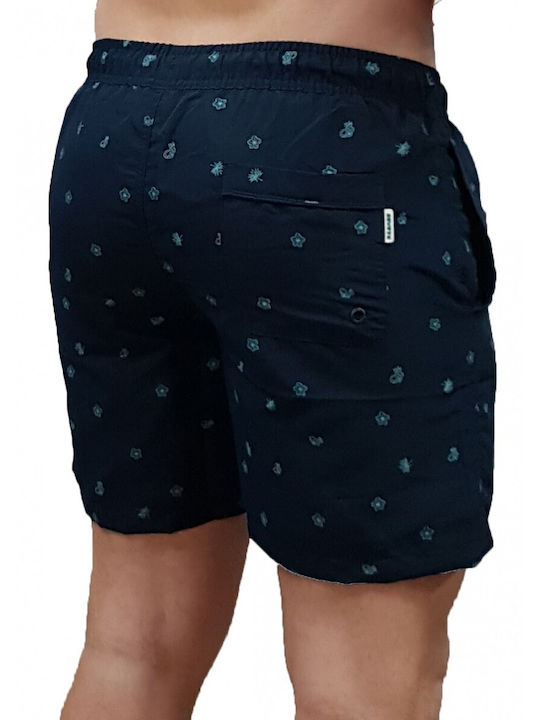 Rebase Men's Swimwear Shorts Navy Blue with Patterns