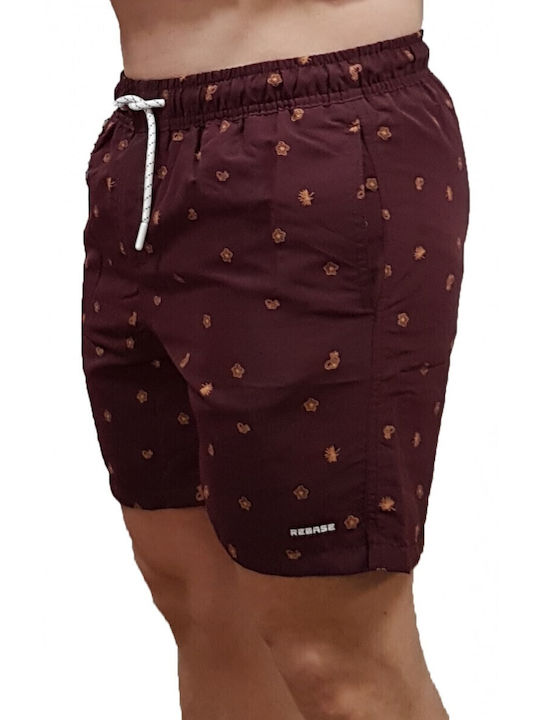 Men's Swimwear Shorts Burgundy with Patterns