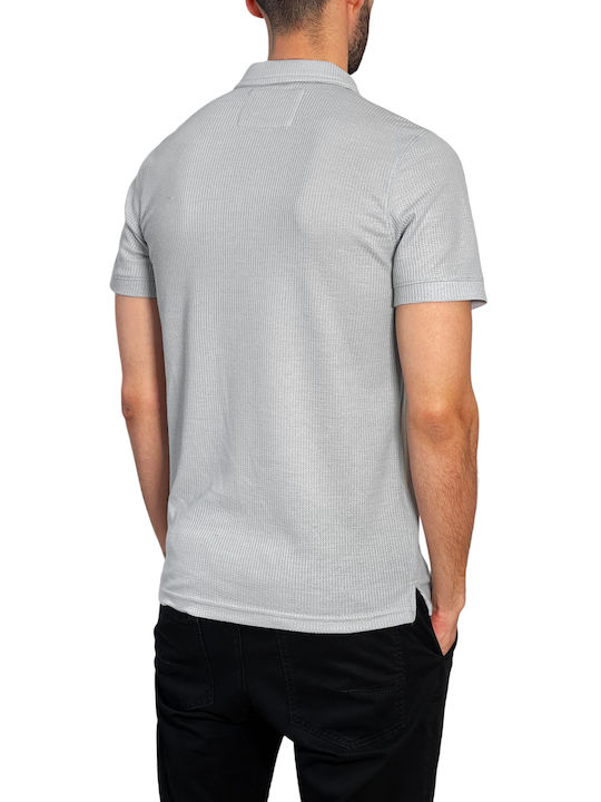 3Guys Men's Short Sleeve Blouse with Zipper Gray