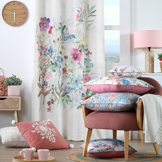 Zierkissen Sofa-Kissen S-F Magnolia aus 100% Baumwolle Rosa 45x45cm