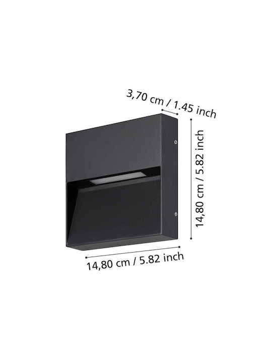 Eglo Стенен Външен Плафон LED IP65 с Топло бяло Светлина 15x15x15εκ.