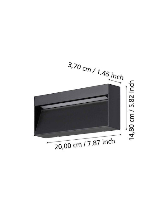 Eglo Стенен Външен Плафон LED IP65 с Топло бяло Светлина 20x9x9εκ.