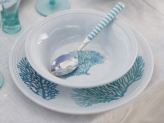 Marine Business Harmony Deep Serving Plate Made of Melamine White with Diameter 20.5cm 6 Pieces