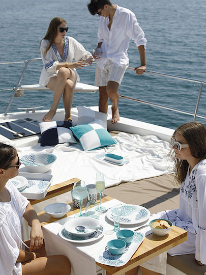 Marine Business Harmony Deep Serving Plate Made of Melamine White with Diameter 20.5cm 6 Pieces