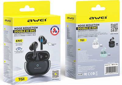 Awei T61 In-ear Bluetooth Handsfree Căști cu Carcasă de Încărcare Negrα