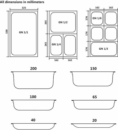 vidaXL Σκεύος Gastronorm Ανοξείδωτο GN1/1 με Βάθος 150mm