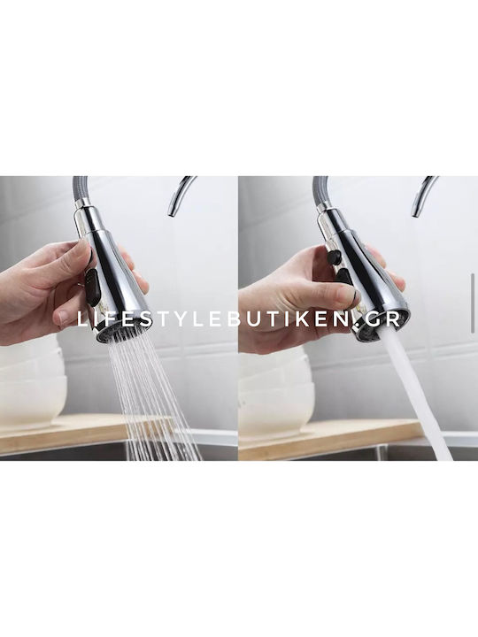 Stocco Tall Kitchen Faucet Counter with Shower Silver
