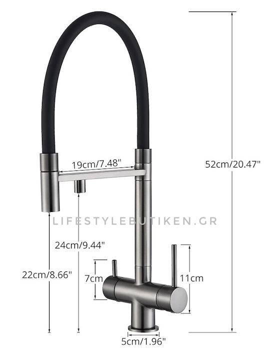 Naron Tall U-Shaped Kitchen Faucet Counter Chrome