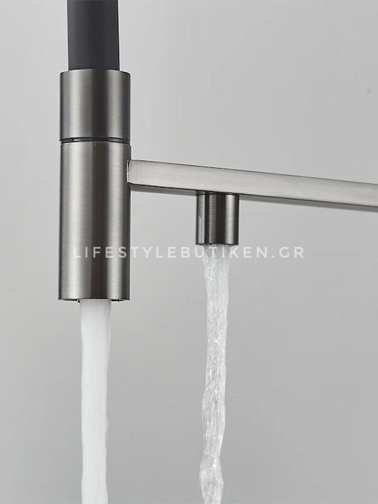 Naron Tall U-Shaped Counter Kitchen Faucet Gun Metal