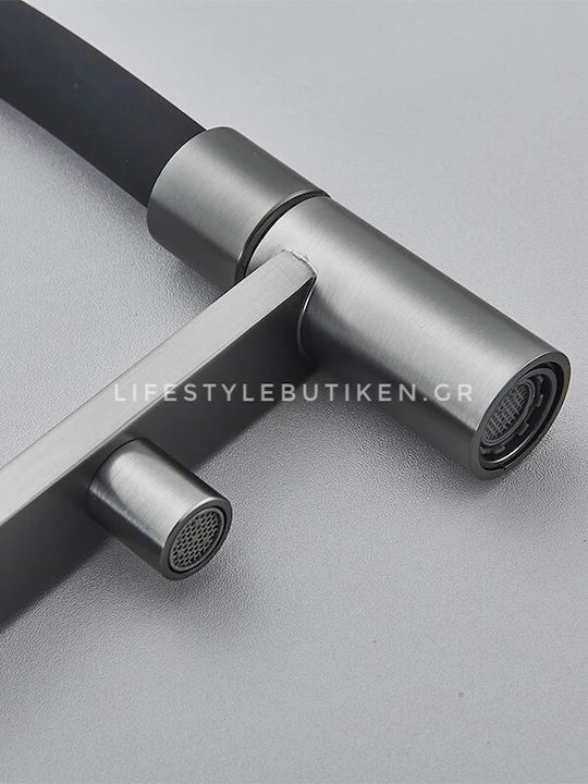 Naron Tall U-Shaped Counter Kitchen Faucet Gun Metal