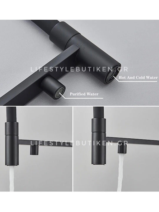 Naron Tall U-Shaped Kitchen Faucet Counter Black Mat