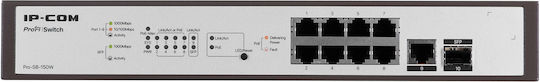 IP-COM Pro-S8-150W Unverwaltet L2 PoE+ Switch mit 8 Ports Gigabit (1Gbps) Ethernet und 2 SFP Ports