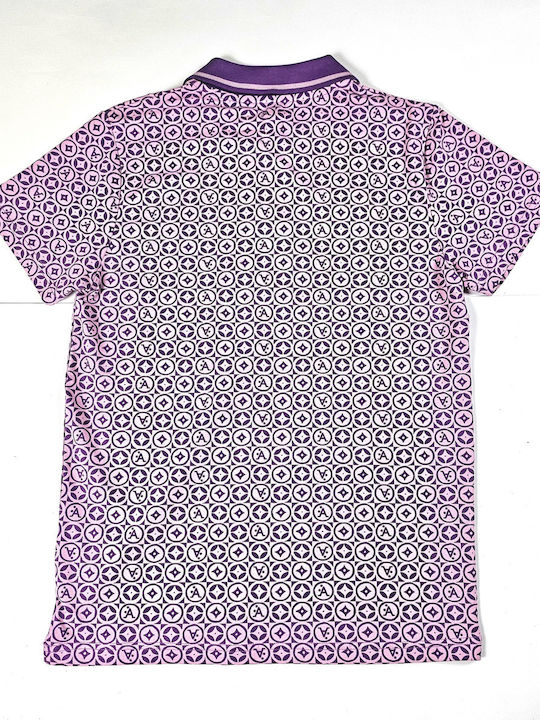 A-STYLE BA801524-A21 POLO STAMP M/M JERSEY EL men's t-shirt-polo purple 95% cotton-5% elastane