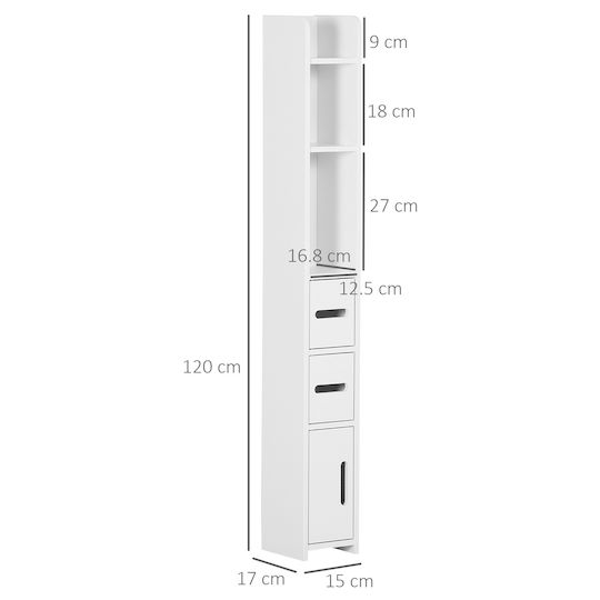 Kleankin Στήλη Μπάνιου Δαπέδου Μ15xΒ17xΥ120cm Λευκή