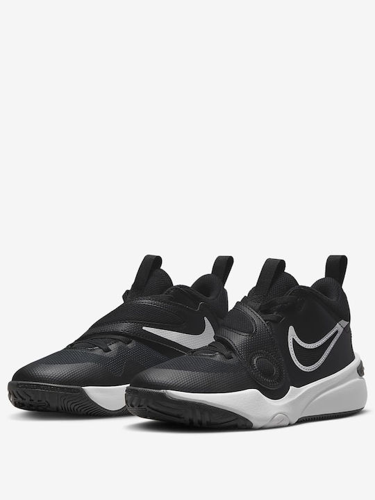 Hustle Hustle D 11 Kids Sports Shoes Basketball with Hoop & Loop Closure Black / White