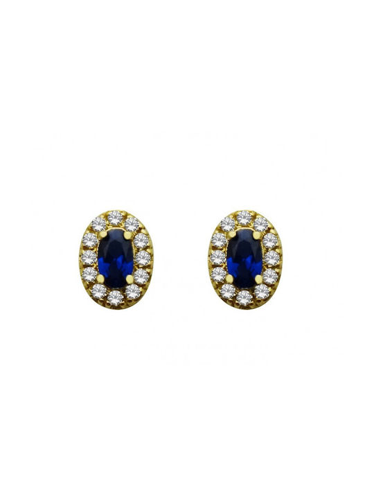 Gold rosette earrings with blue stone R695SK 9 Carat Stones:With cubic zirconia