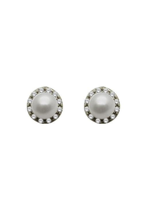 White Gold Women's Earrings with Pearl RL329SK 18 Carat Stones:With cubic zirconia