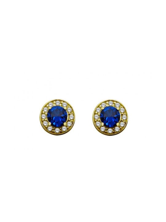 Gold rosette earrings with blue stones R774SK 9 Carat Stones:With cubic zirconia