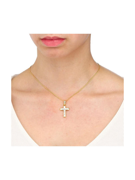 Goldkreuz mit Weißgolddetails ST24854F 9 Karat Gold