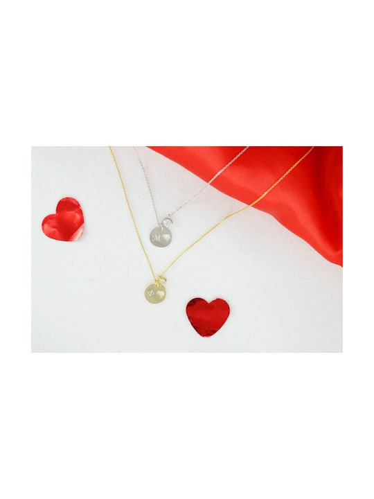 Women's necklace with heart in gold plated silver and monogram of your choice KLL29