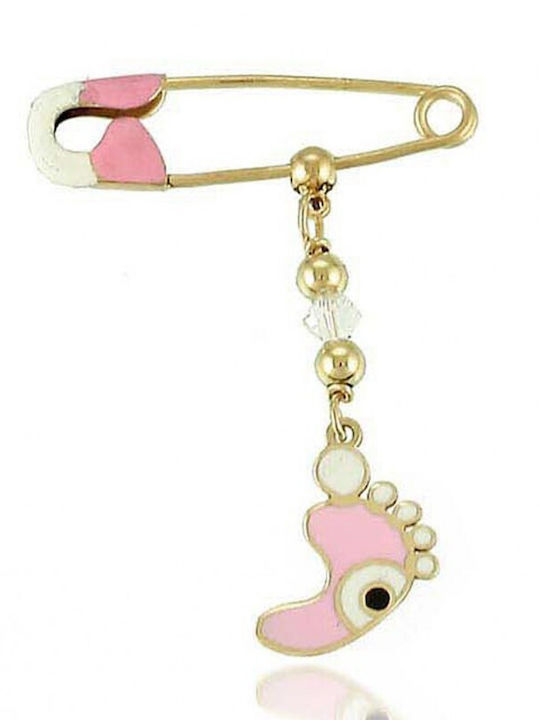 Gold children's safety pin amulet PA233 9 Carat