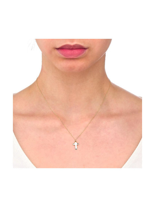 Gold necklace women's "cross" KLXR557 14 Carat gold necklace