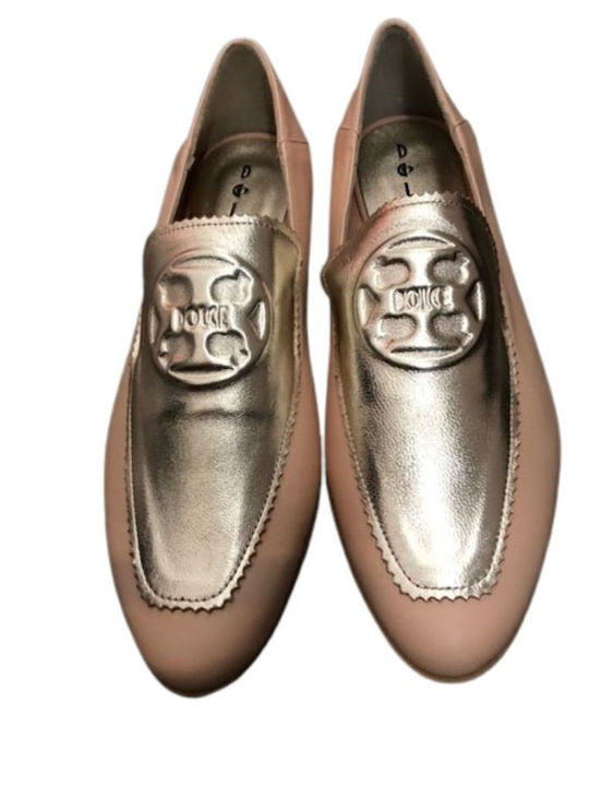 Δερμάτινα Γυναικεία Loafers σε Μπεζ Χρώμα