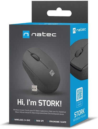 Natec Stork Ασύρματο Ποντίκι Μαύρο