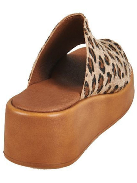 Women's Platform Wedge Sandals Leopard Beige