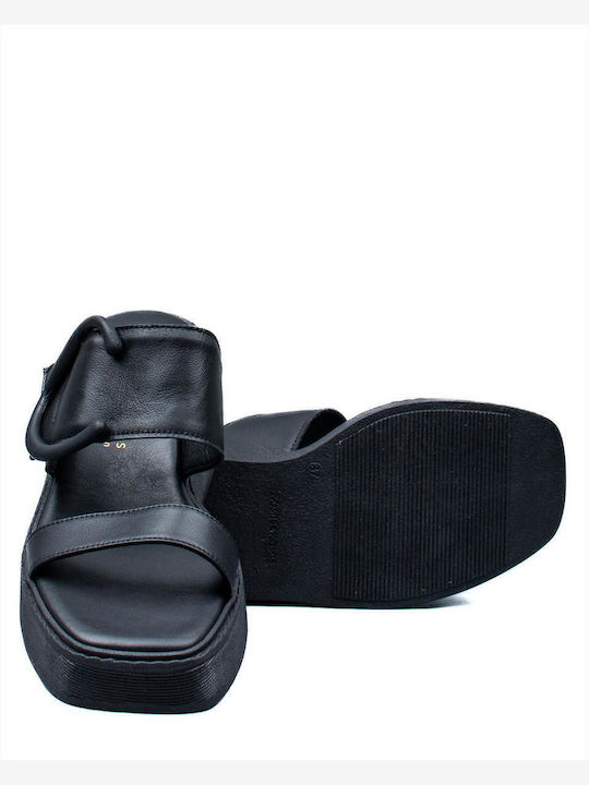 Anatomic Women's Leather Platform Wedge Sandals Black