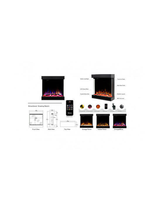 Hitense Paris Επιτοίχιο Ηλεκτρικό Τζάκι 1600W 73.1x82.7cm