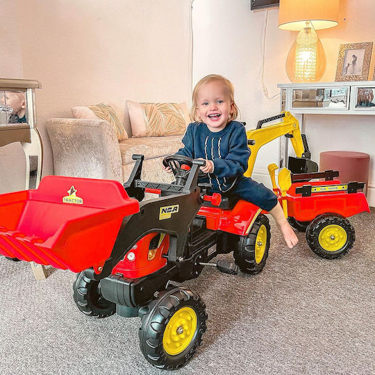 Kinder Bulldozer Fuß zu Boden mit Kutsche & Pedal Rot
