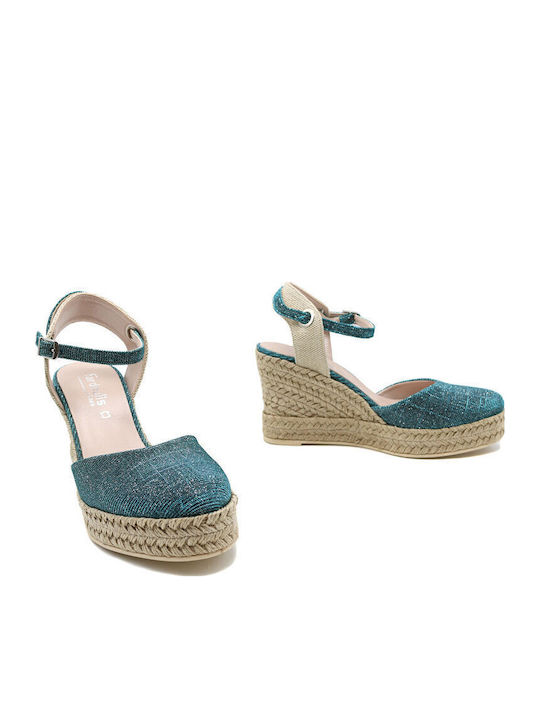 Damenplattformen im Espadrilles-Stil Türkis